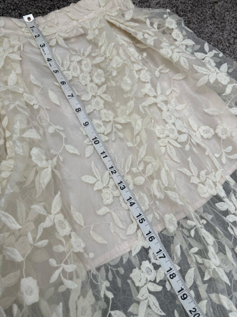 L'Atiste by Amy Floral Lace Midi Skirt Size M Cream Beige - Picture 12 of 12